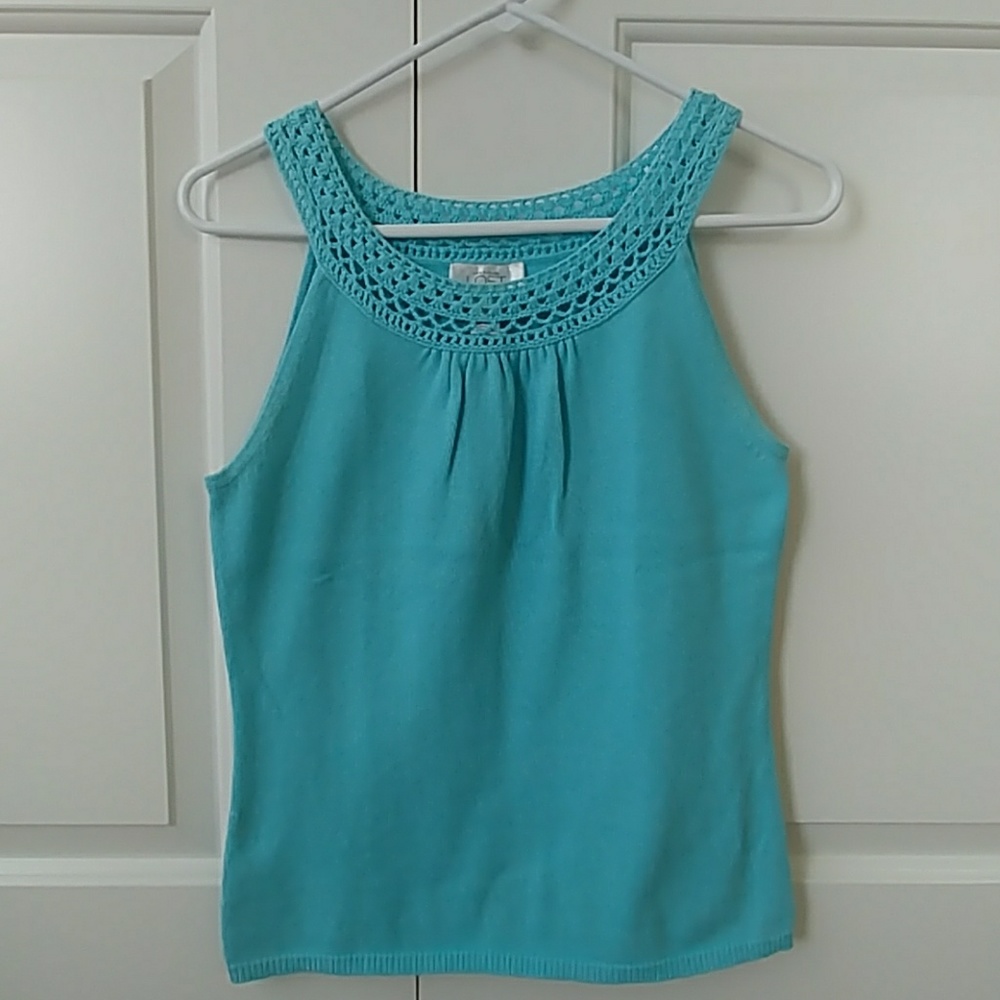 Ann Taylor Loft Blue Crochet Sweater Tank
